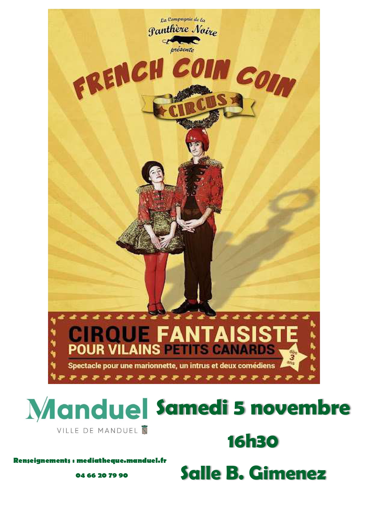 Affiche french coin coin circus 05 novembre 2022