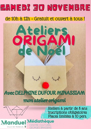 Atelier Origami de Noël 30 11 2024 panneau