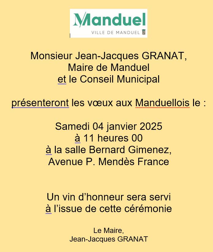 affiche cérémonie voeux Manduellois 04 janvier 2025 site