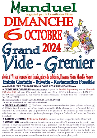 affiche vide grenier 6 Octobre 2024 panneau